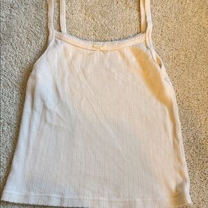 Brandy Melville Women's Cream Ribbed Tank Top, OS